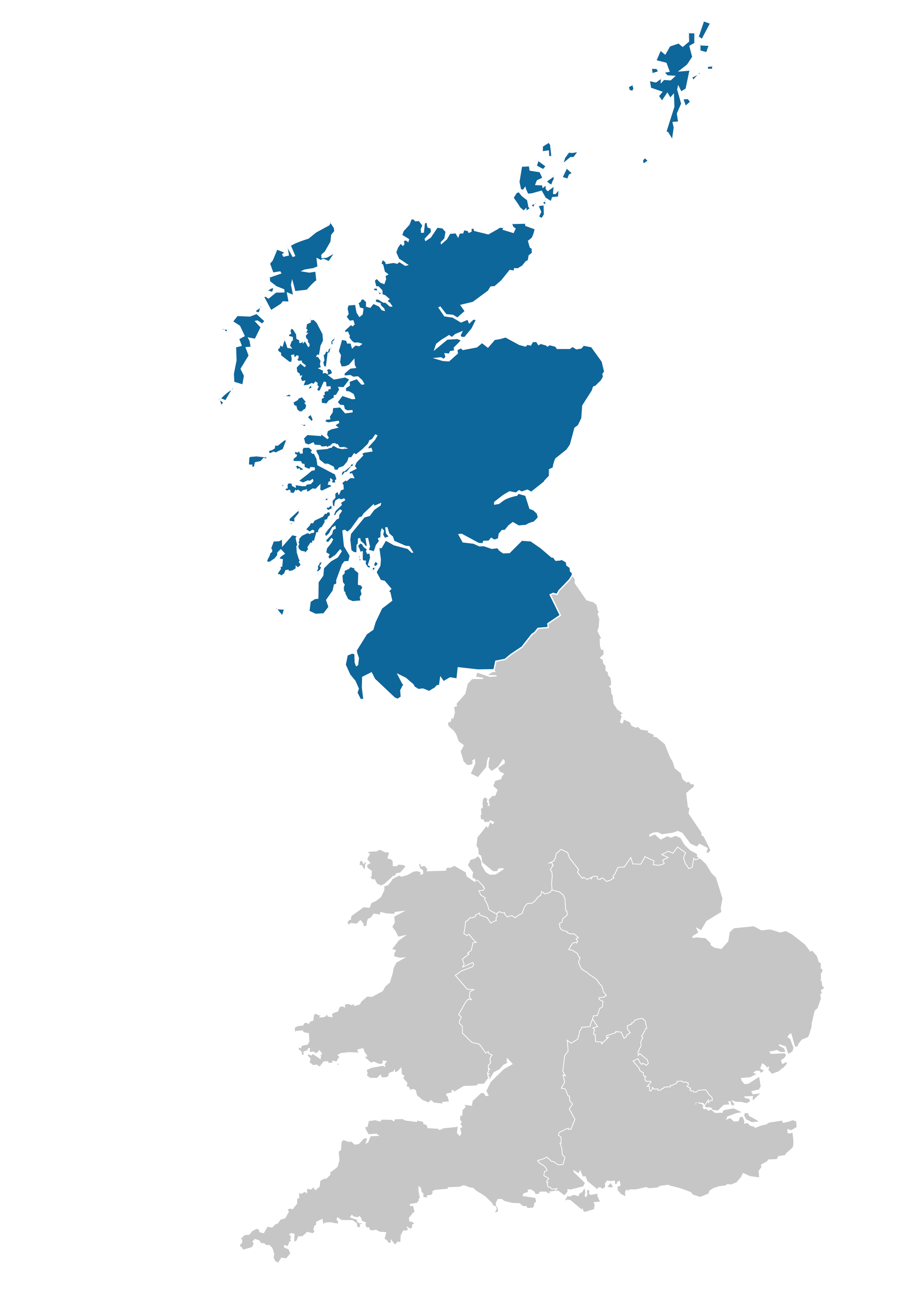 Great Britain with Scotland highlighted in blue.